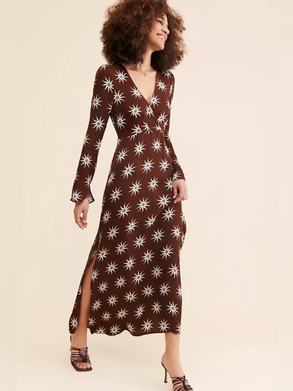 Anthropologie | The Wolf Gang Gaia Maxi Dress Brown Sun Star Print Medium $238